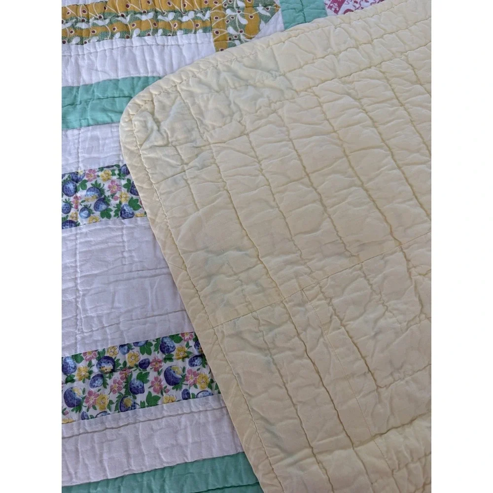 Vintage Hand Quilted Double Arrow Pattern Quilt 78x86 Feedsack c.1940s